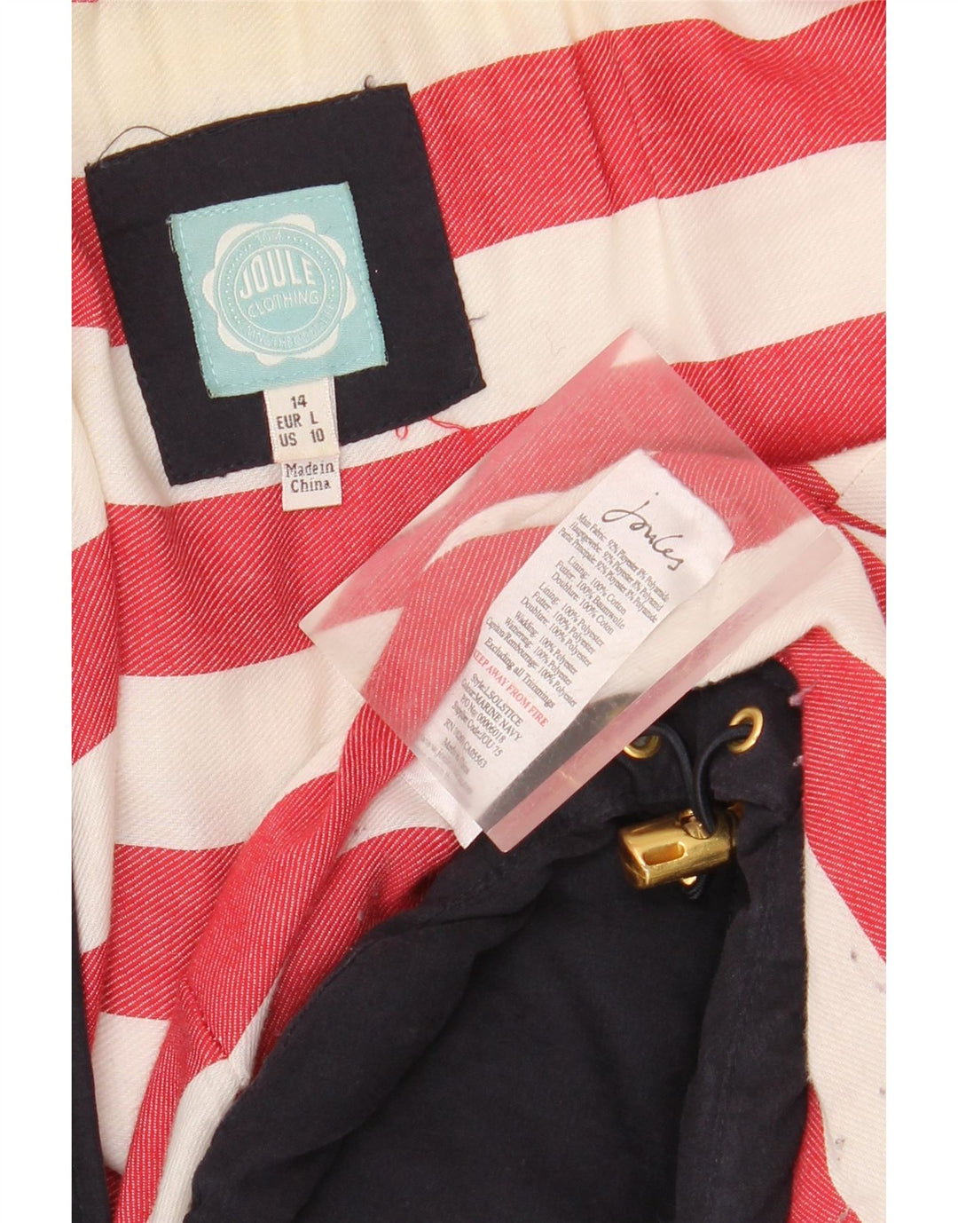 JOULES Womens Padded Jacket UK 14 Large Navy Blue Polyester