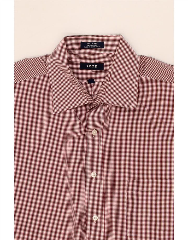 IZOD Mens Shirt Size 16 1/2 Large Red Gingham Cotton Vintage Izod and Second-Hand Izod from Messina Hembry 