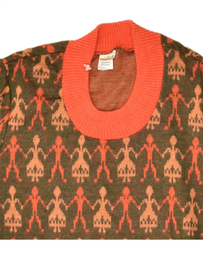 VINTAGE Womens Crew Neck Jumper Sweater IT 40 Small Orange Colourblock | Vintage Vintage | Thrift | Second-Hand Vintage | Used Clothing | Messina Hembry 