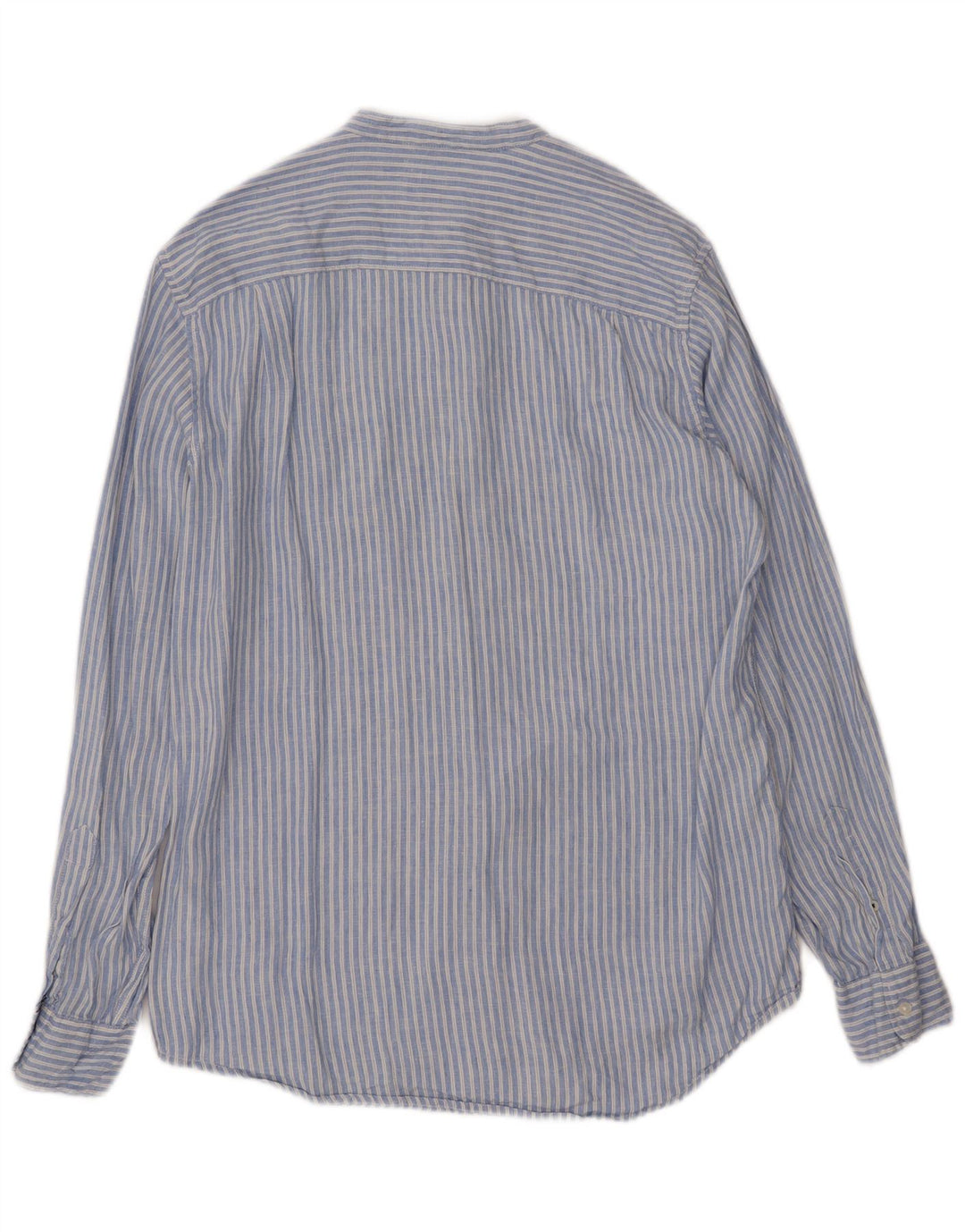 PEPE Jeans Womens Regular Shirt UK 10 Small Blue Striped Linen
