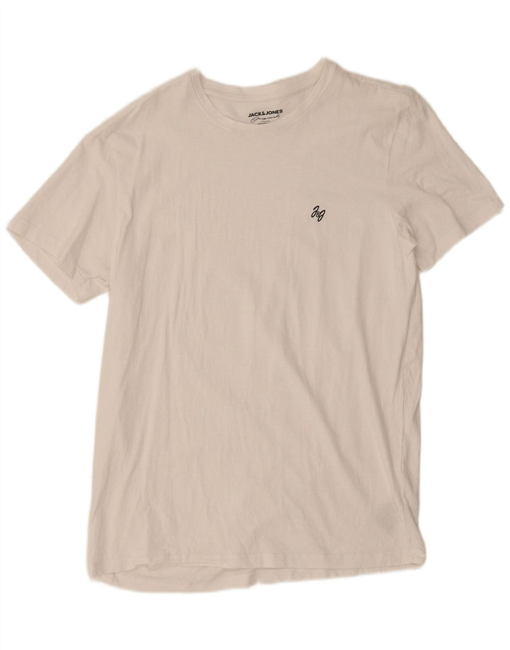 Jack & Jones Mens T-Shirt Top Large White Cotton