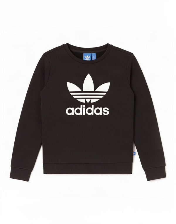 Adidas Womens Graphic Oversized Sweatshirt Jumper UK 6 XS Black Cotton
