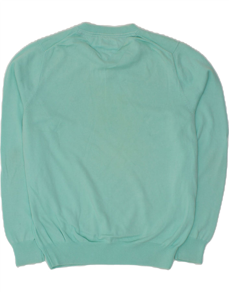 TOMMY HILFIGER Mens V-Neck Jumper Sweater Medium Turquoise Cotton Vintage Tommy Hilfiger and Second-Hand Tommy Hilfiger from Messina Hembry 