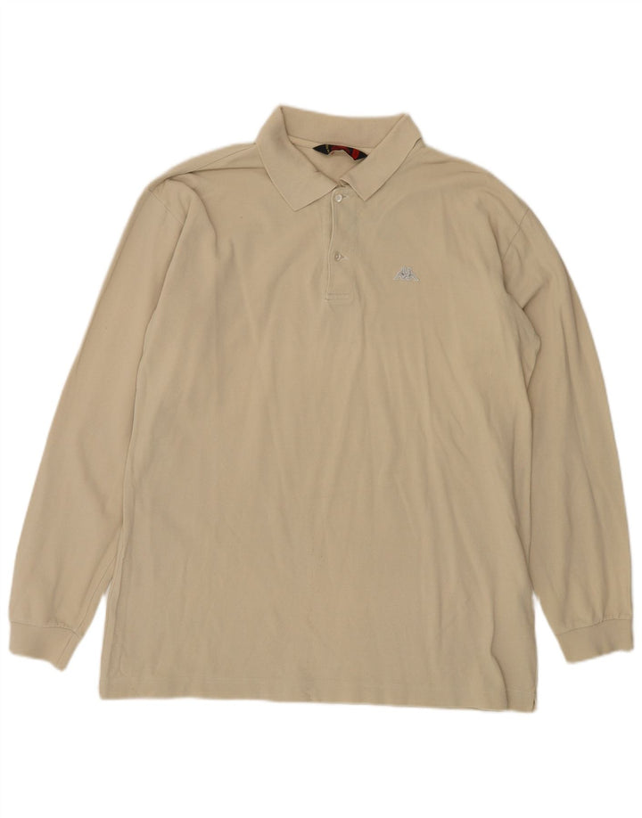KAPPA Mens Long Sleeve Polo Shirt Large Beige Cotton