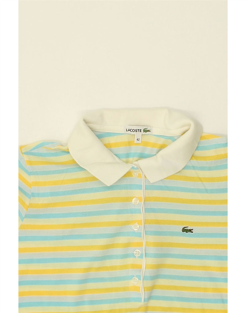 LACOSTE Womens Polo Shirt Size 42 Large Multicoloured Striped Cotton | Vintage Lacoste | Thrift | Second-Hand Lacoste | Used Clothing | Messina Hembry 