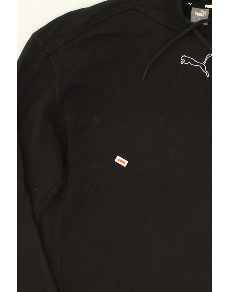 PUMA Womens Hoodie Jumper UK 16 Large Black Cotton | Vintage Puma | Thrift | Second-Hand Puma | Used Clothing | Messina Hembry 