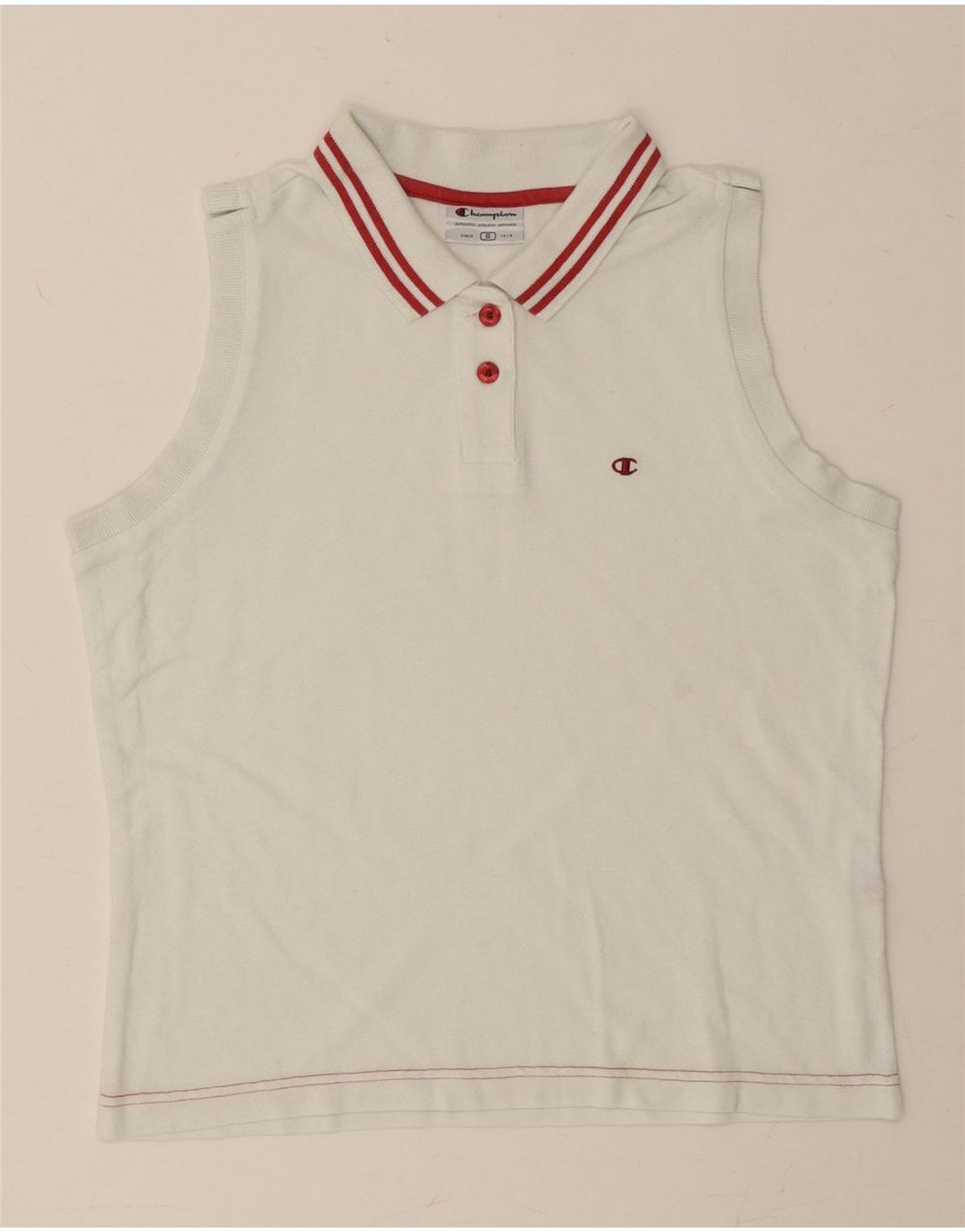 CHAMPION Womens Crop Sleeveless Polo Shirt UK 8 Small White Vintage Champion and Second-Hand Champion from Messina Hembry 