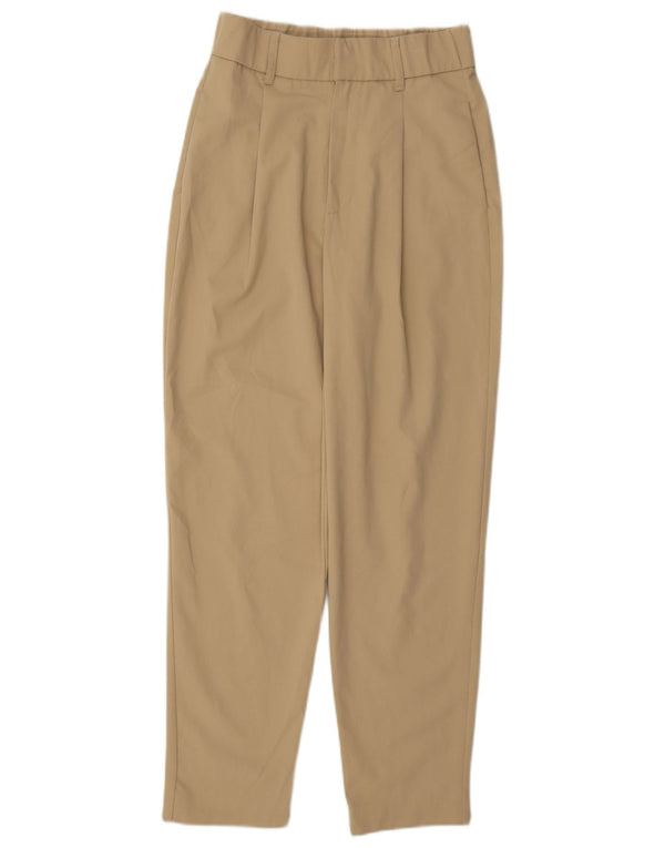 Zara Womens High Waist Pegged Chino Trousers XS W24 L27 Beige