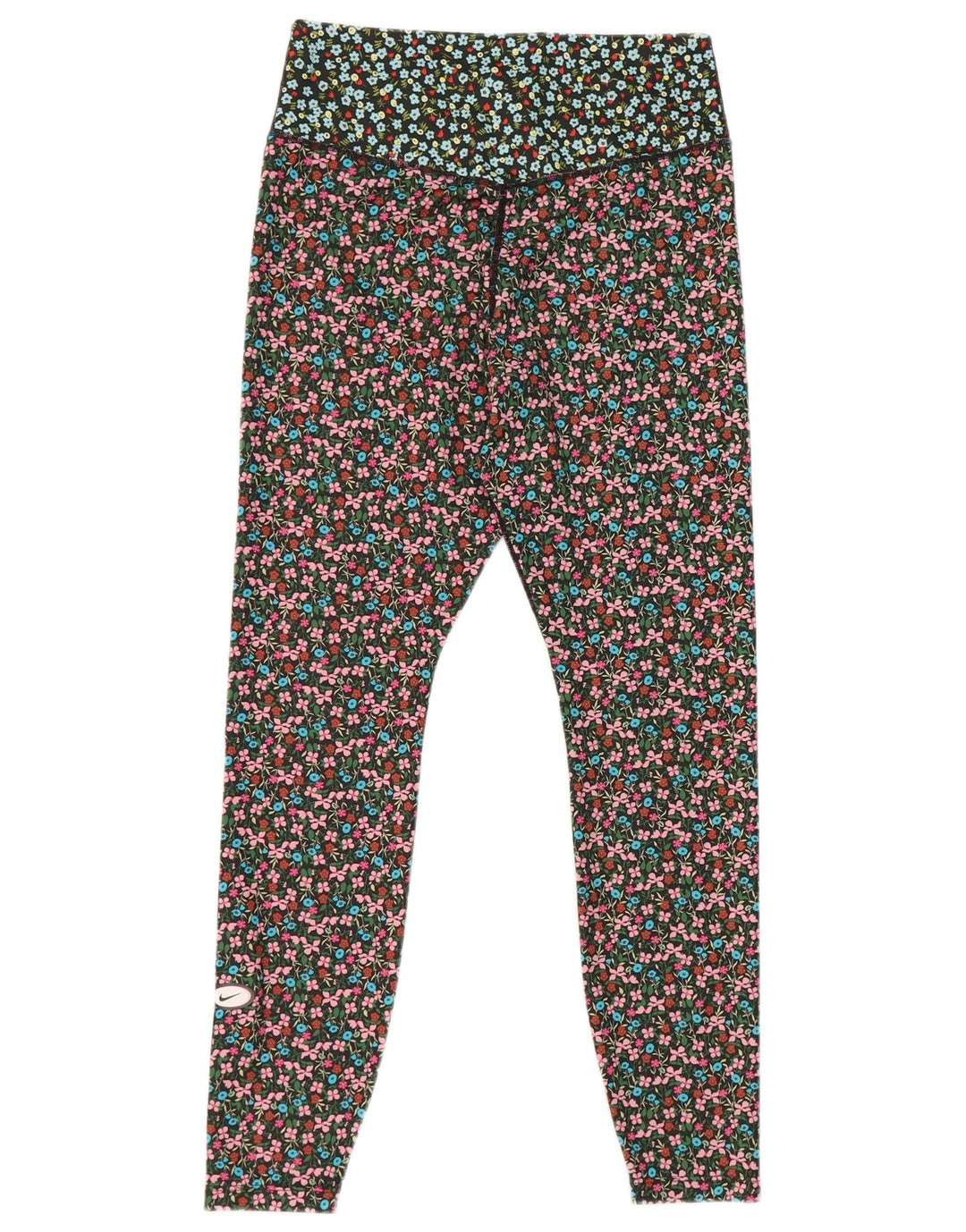 Nike Womens Dri Fit Leggings UK 14 Medium Multicoloured Floral Polyester