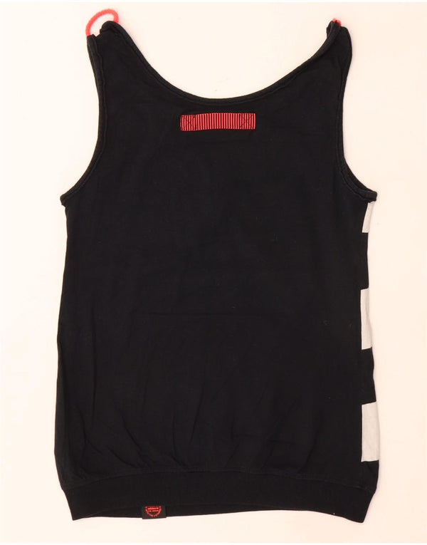 Adidas Womens Crop Graphic Vest Top EU 38 Small Black Colourblock Cotton