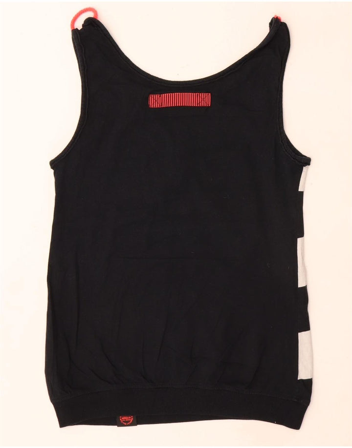 Adidas Womens Crop Graphic Vest Top EU 38 Small Black Colourblock Cotton