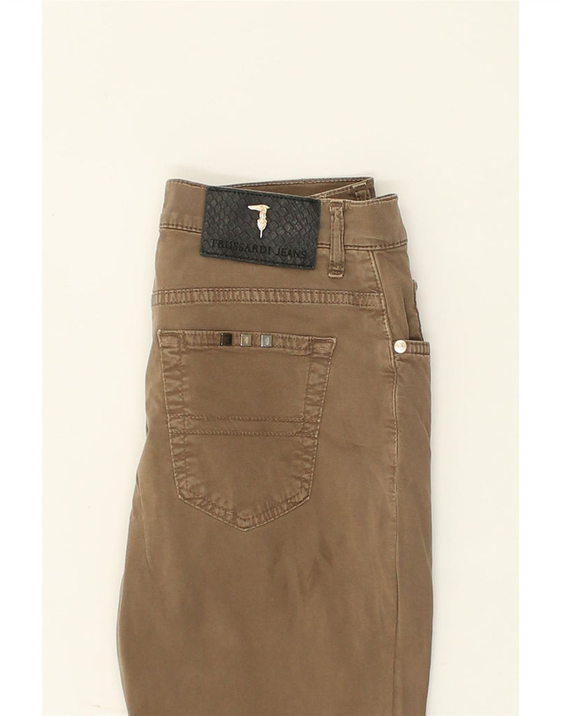 TRUSSARDI Womens Straight Casual Trousers W28 L28 Brown Cotton | Vintage Trussardi | Thrift | Second-Hand Trussardi | Used Clothing | Messina Hembry 