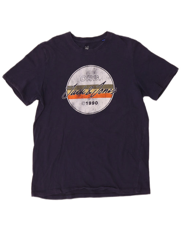 Jack & Jones Boys Graphic T-Shirt Top 15-16 Years Navy Blue Cotton