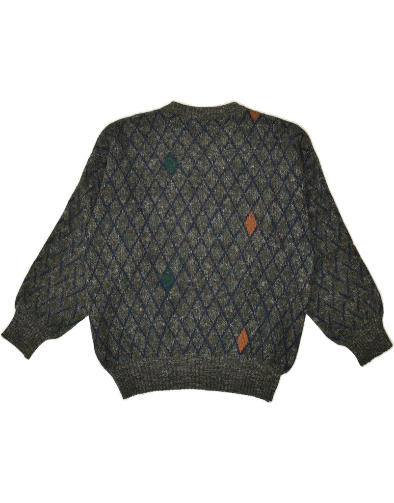 VINTAGE Mens Crew Neck Jumper Sweater Medium Grey Argyle/Diamond | Vintage Vintage | Thrift | Second-Hand Vintage | Used Clothing | Messina Hembry 