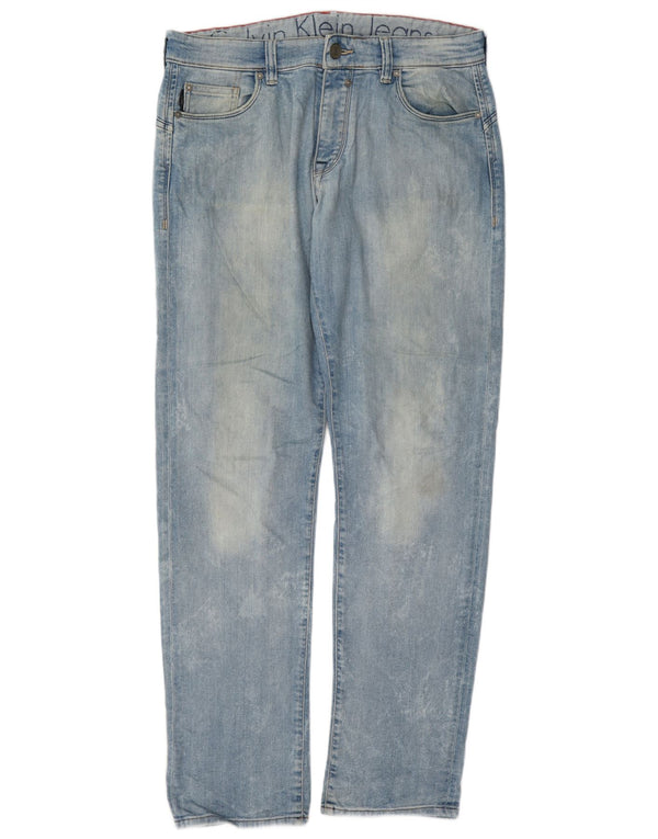 Calvin Klein Mens Straight Jeans W32 L34 Blue Cotton