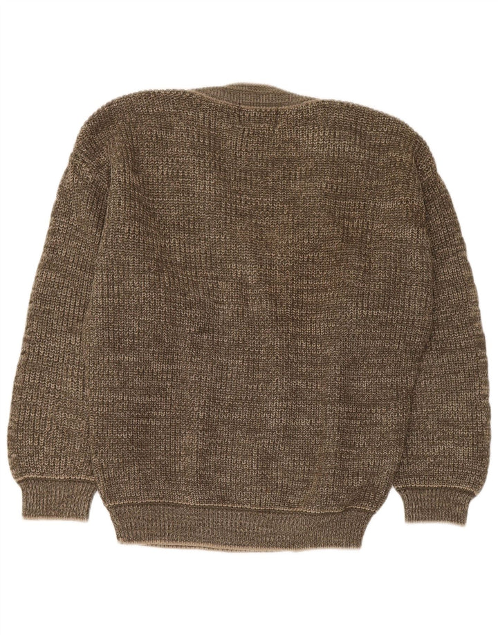 Gianni Abra  Mens V-Neck Jumper Sweater Large Brown Acrylic