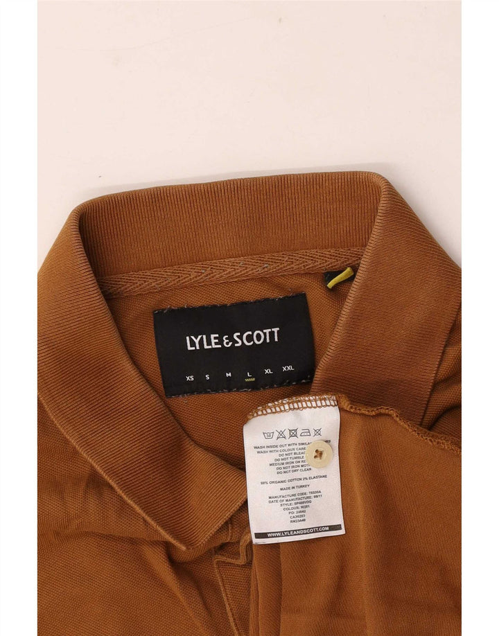 Lyle & Scott Mens Polo Shirt Large Brown Cotton