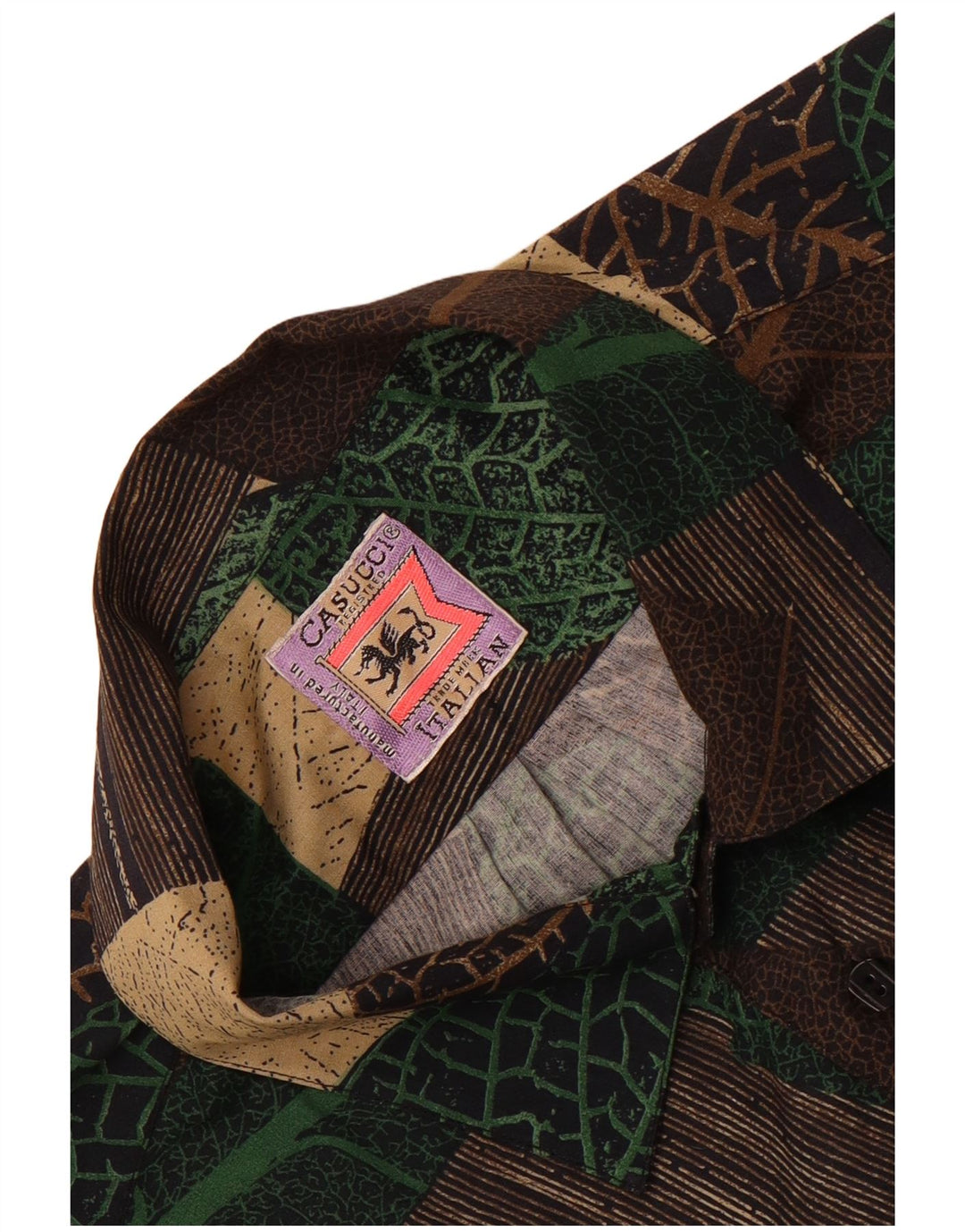 Casucci Mens Short Sleeve Shirt Large Brown Patchwork