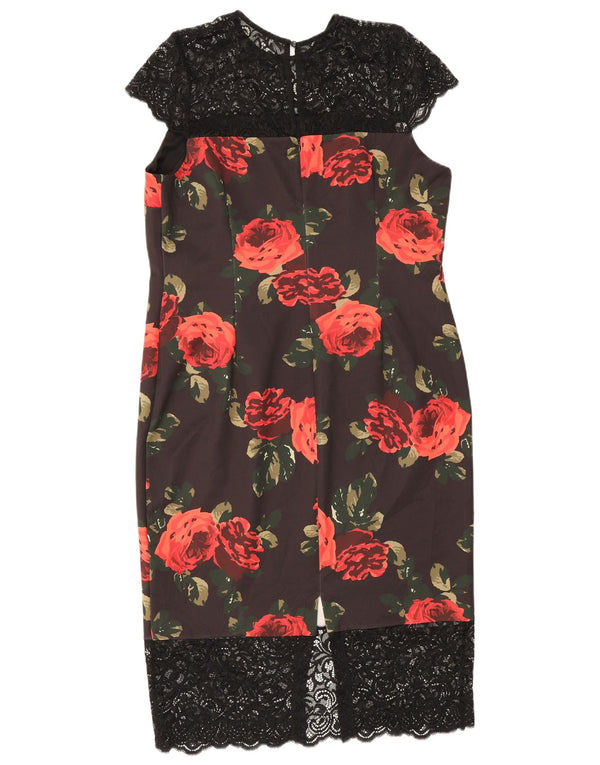 Marks & Spencer Womens Sheath Dress UK 18 XL Black Floral Polyester