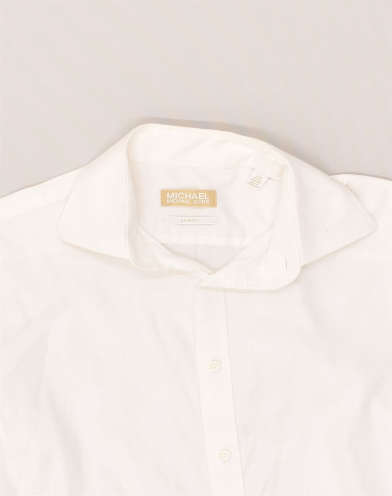 MICHAEL KORS Mens Slim Shirt Size 15 1/2 Medium White Cotton | Vintage Michael Kors | Thrift | Second-Hand Michael Kors | Used Clothing | Messina Hembry 