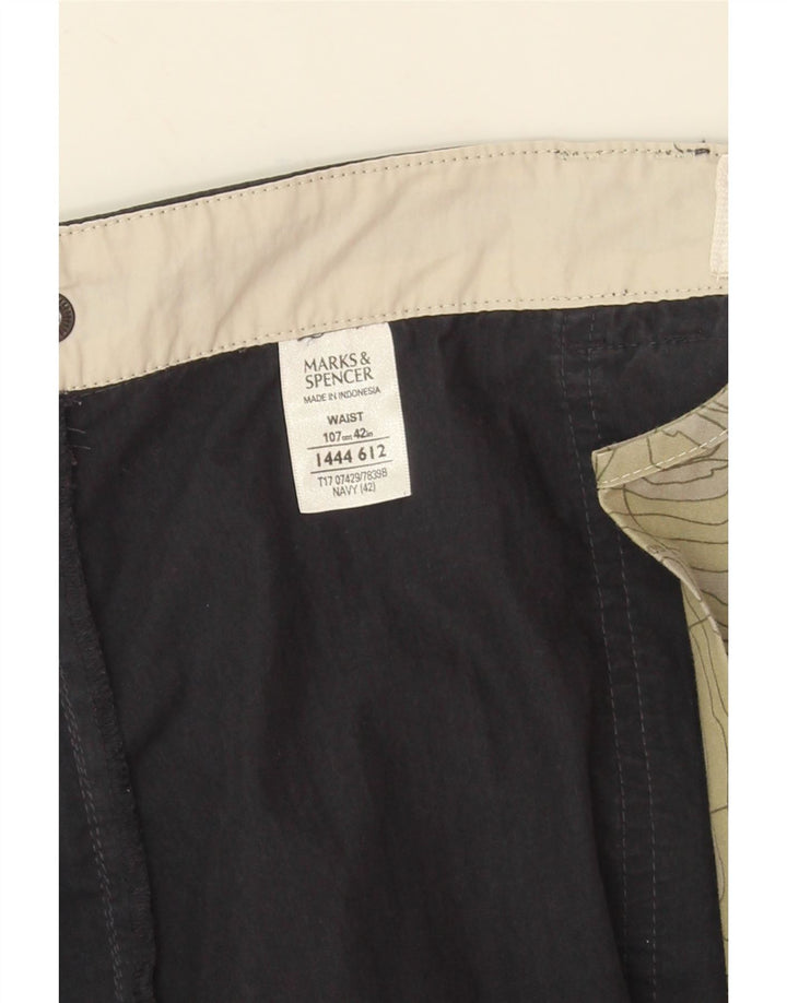 Marks & Spencer Mens Cargo Shorts W42 2XL Navy Blue Cotton