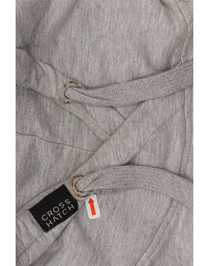 CROSSHATCH Mens Graphic Hoodie Jumper Small Grey Cotton