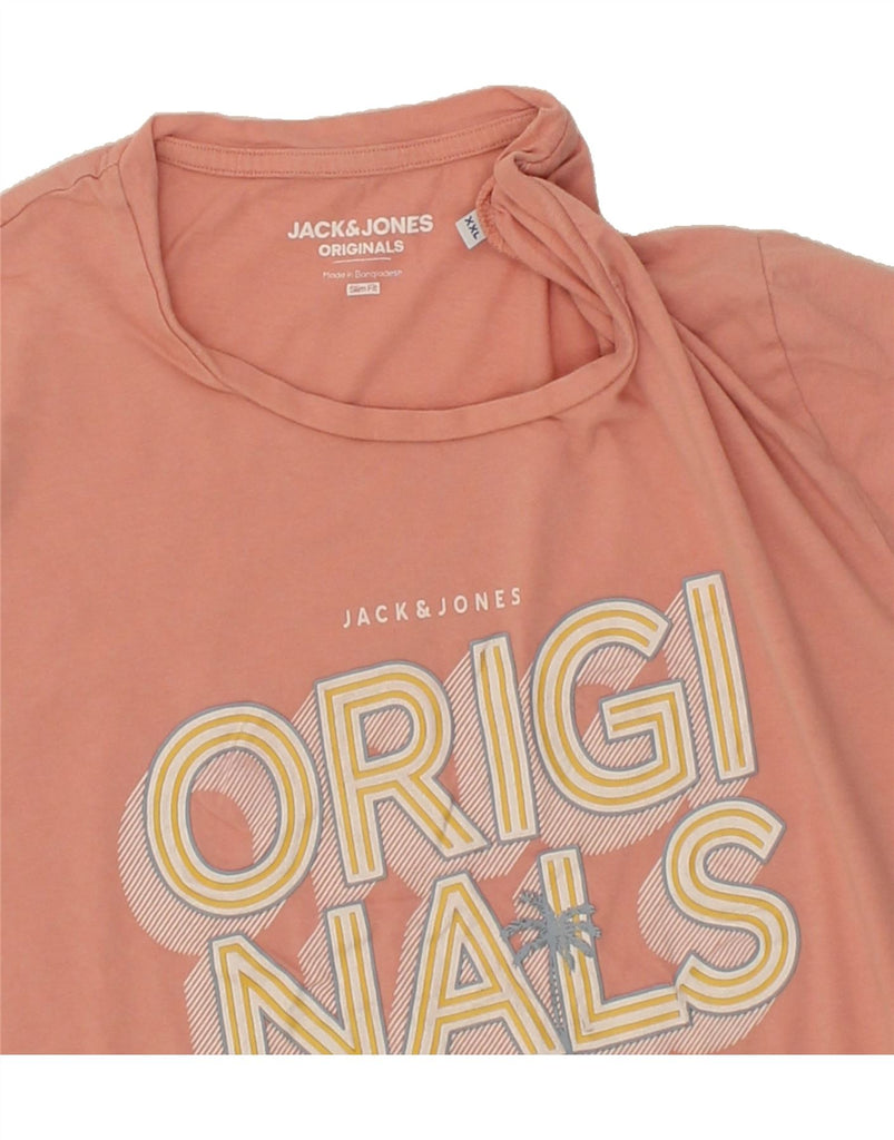 JACK & JONES Mens Slim Fit Graphic T-Shirt Top 2XL Orange Cotton | Vintage Jack & Jones | Thrift | Second-Hand Jack & Jones | Used Clothing | Messina Hembry 