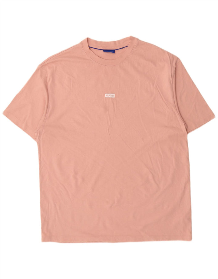 HUGO BOSS Mens Graphic T-Shirt Top XL Pink Cotton