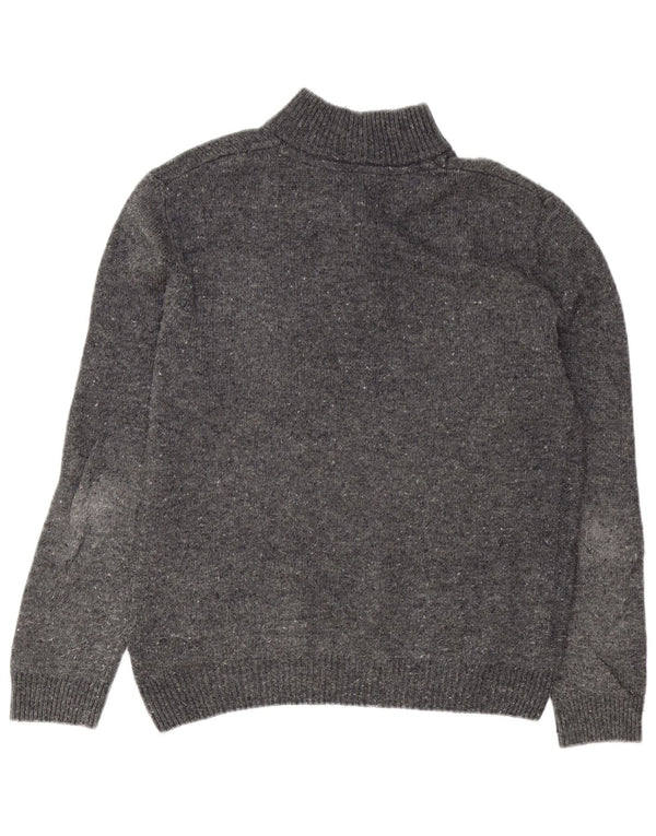 Crew Clothing Mens Button Neck Jumper Sweater Medium Grey Flecked Lambswool