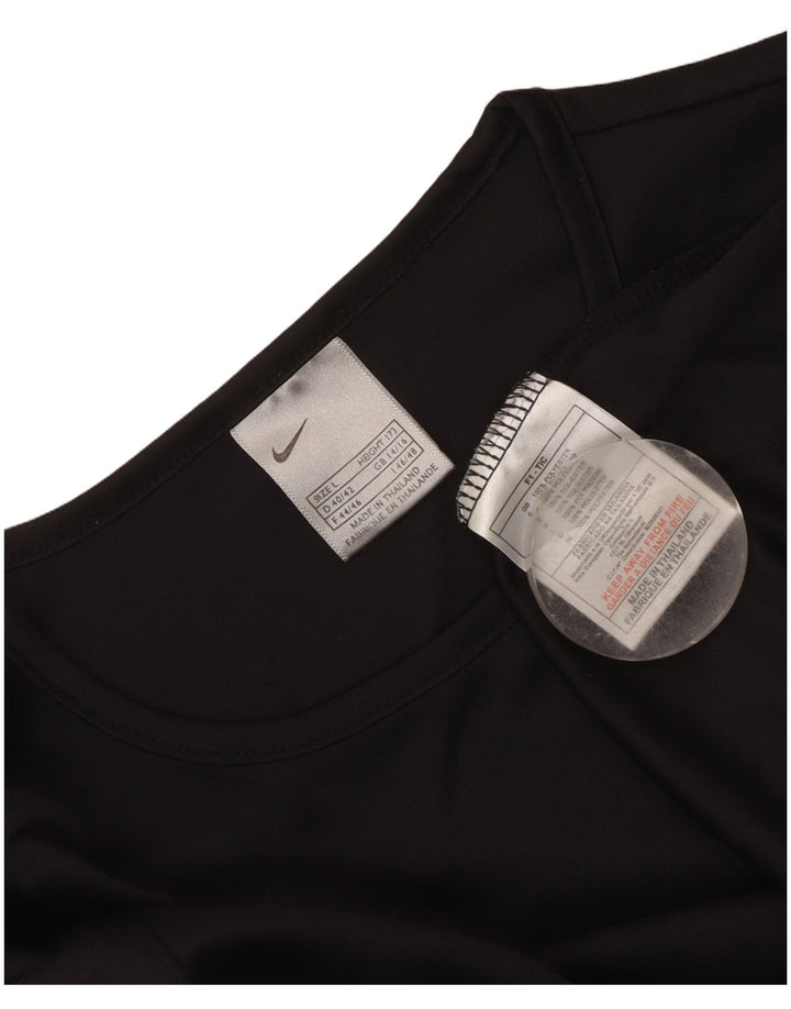 Nike Womens Dri Fit Top Long Sleeve UK 14/16 Large Black Polyester