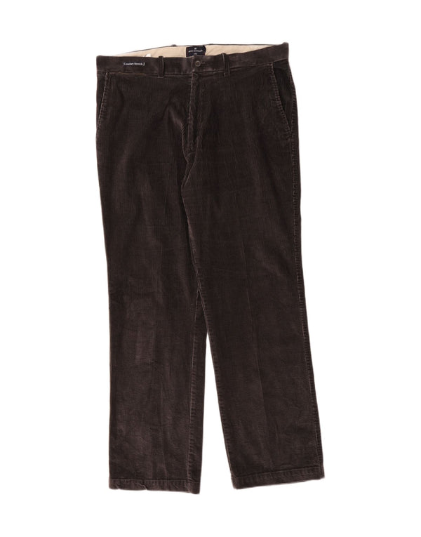 Marks & Spencer Mens Straight Corduroy Trousers W36 L31 Brown Cotton