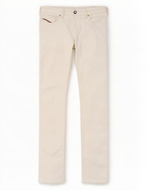 Diesel Womens Lowky Low Waist Slim Jeans W30 L34 White Cotton