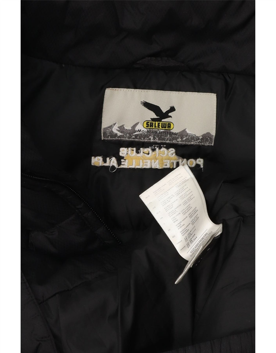 SALEWA Mens Hooded Padded Jacket EU 50 Large Black Polyamide
