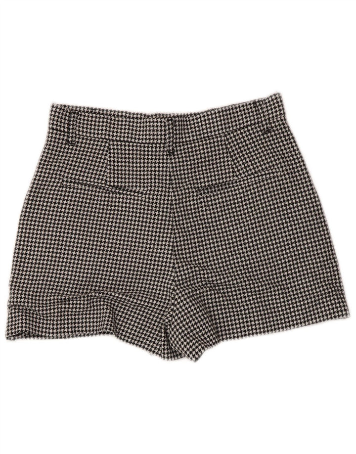 Zara Womens Chino Shorts Small W26  Black Houndstooth