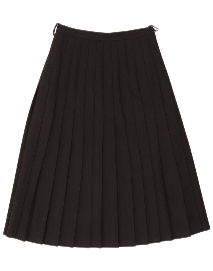 VINTAGE Womens High Waist Knife Pleated Skirt EU 40 Medium W26  Black Wool