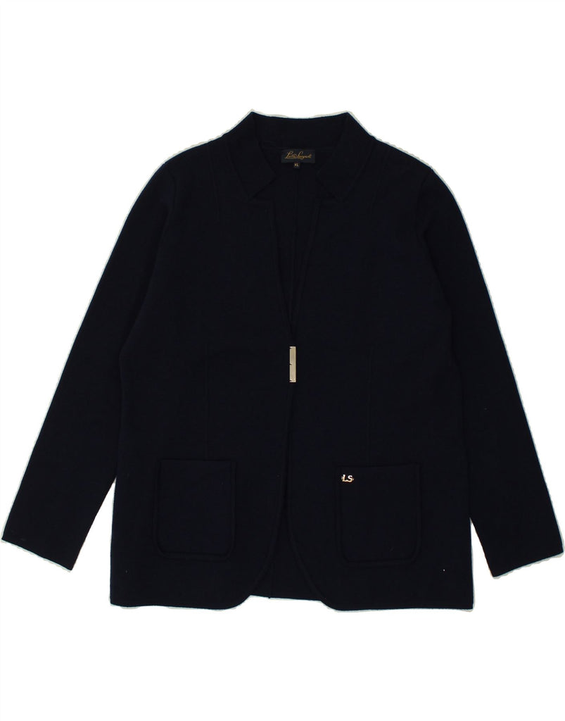 LUISA SPAGNOLI Womens Knit Blazer Jacket UK 18 XL Navy Blue Vintage Luisa Spagnoli and Second-Hand Luisa Spagnoli from Messina Hembry 