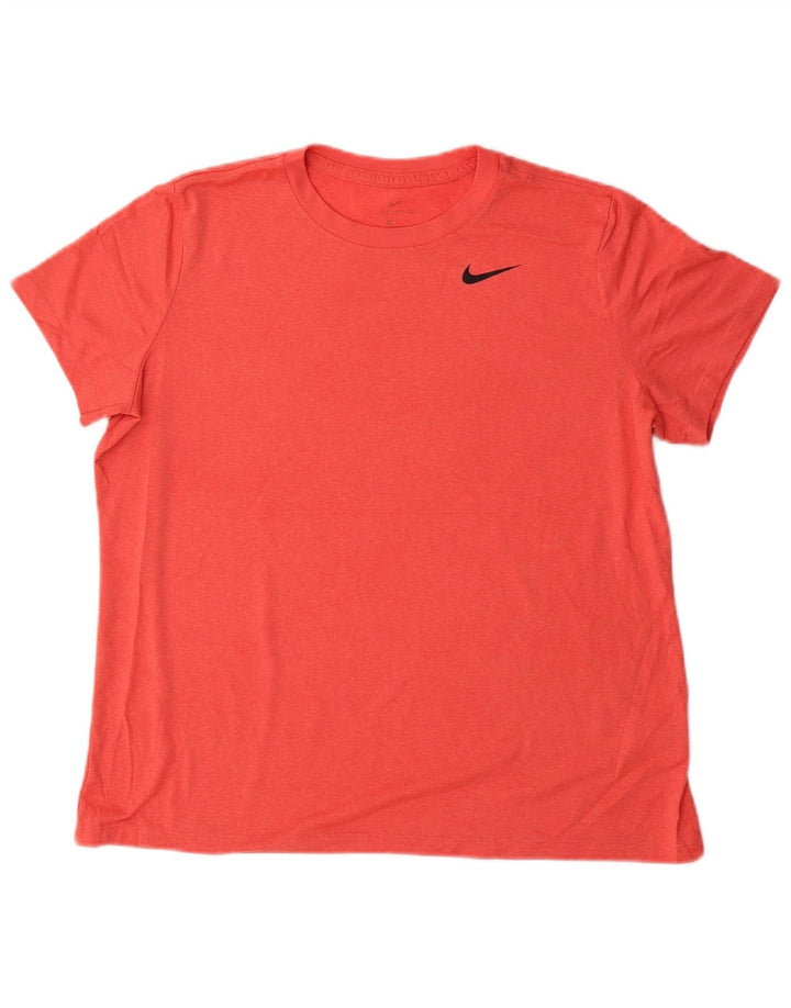NIKE Womens Dri Fit T-Shirt Top UK 16 Large Orange Polyester