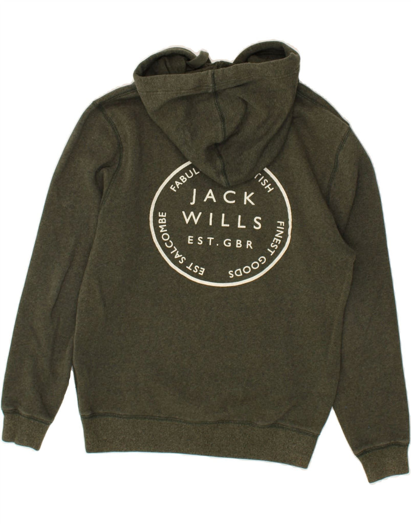 JACK WILLS Mens Graphic Hoodie Jumper Small Khaki Cotton | Vintage Jack Wills | Thrift | Second-Hand Jack Wills | Used Clothing | Messina Hembry 