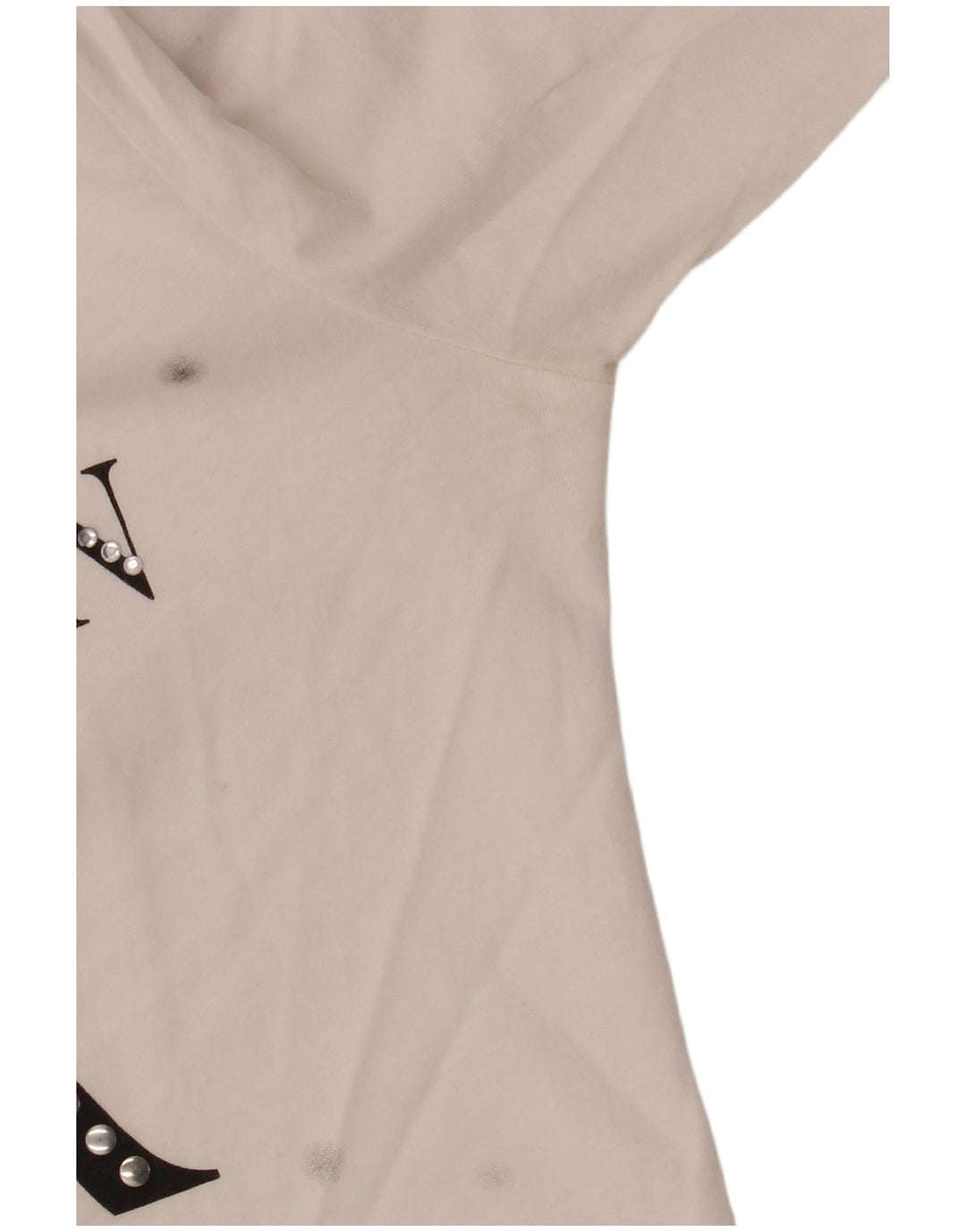 BENETTON Womens Graphic Top 3/4 Sleeve UK 12 Medium White