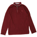 Massimo Dutti Mens Long Sleeve Polo Shirt Small Burgundy