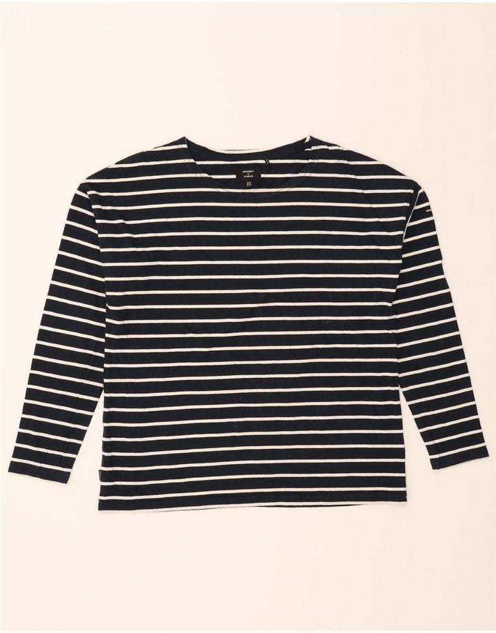 SUPERDRY Womens Top Long Sleeve UK 12 Medium Navy Blue Striped Cotton Vintage Superdry and Second-Hand Superdry from Messina Hembry 