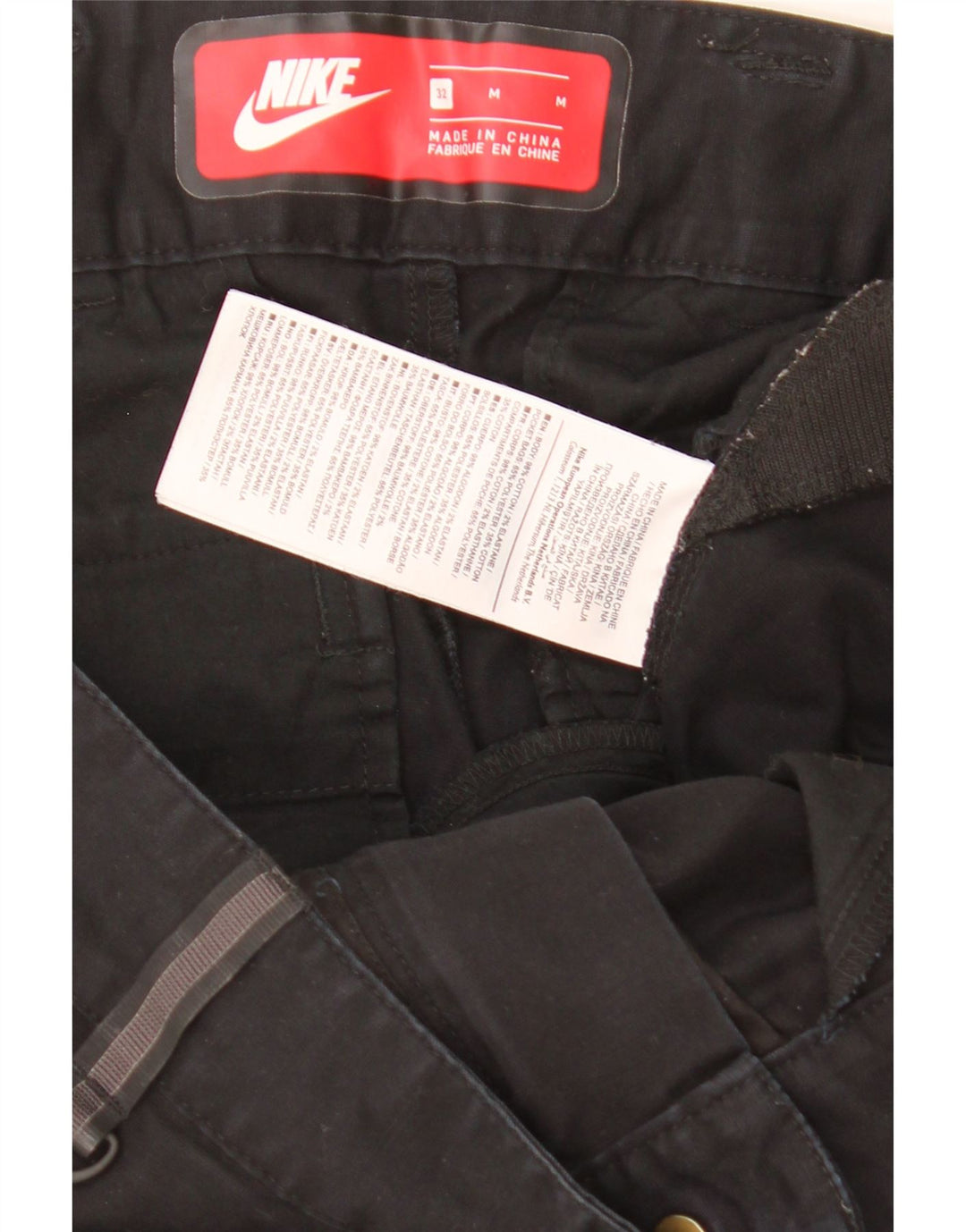 Nike Mens Tapered Cargo Trousers Medium W32 L29 Black Cotton
