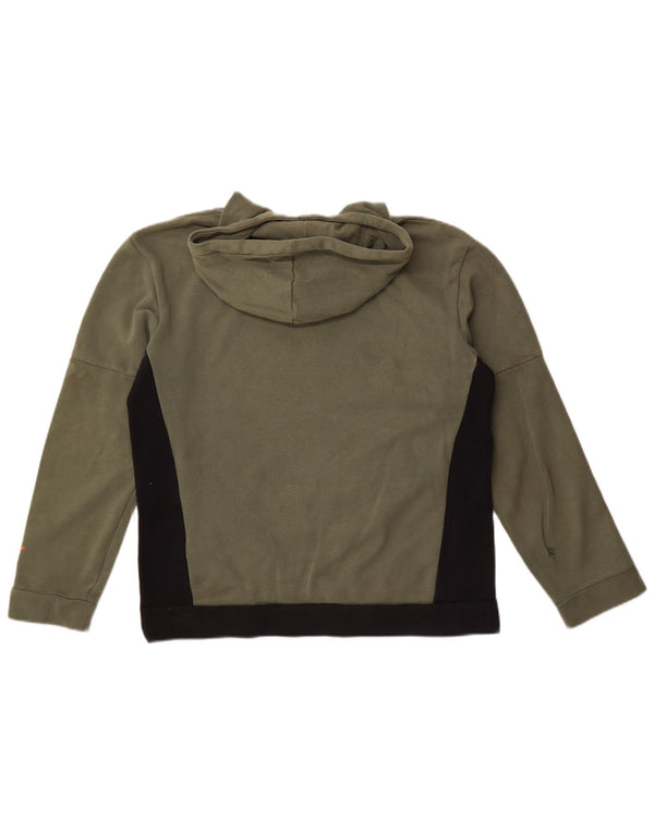 Puma Boys Hoodie Jumper 15-16 Years Khaki Colourblock Cotton