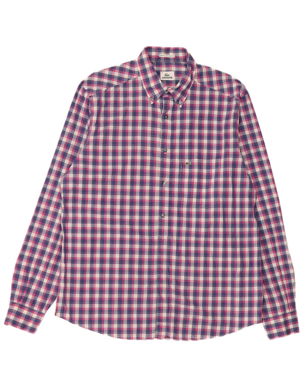 Lacoste Mens Shirt Size 42 Large Multicoloured Check Cotton