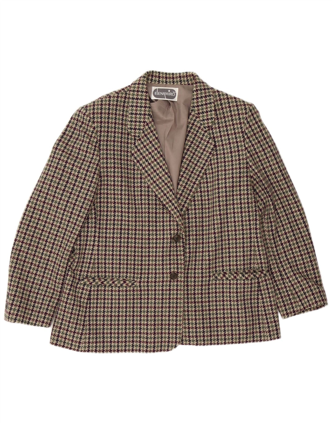 ELENA MIRO Womens 2 Button Blazer Jacket UK 18 XL Multicoloured Houndstooth