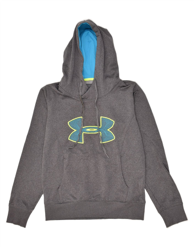 UNDER ARMOUR Womens Cold Gear Graphic Hoodie Jumper UK 10 Small Grey | Vintage Under Armour | Thrift | Second-Hand Under Armour | Used Clothing | Messina Hembry 