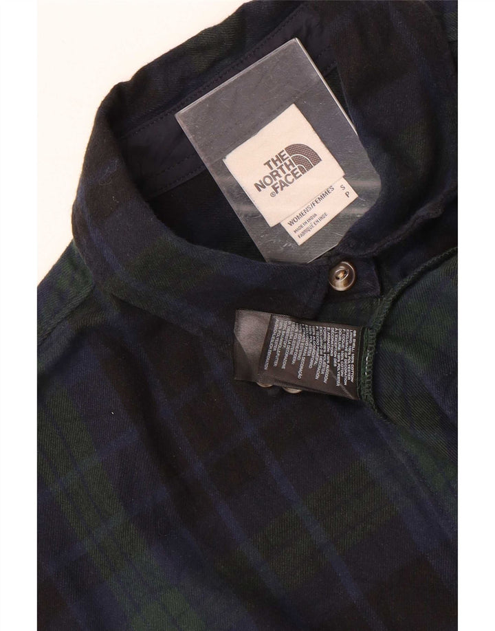 The North Face Womens Oversized Flannel Shirt UK 10 Small Navy Blue Check