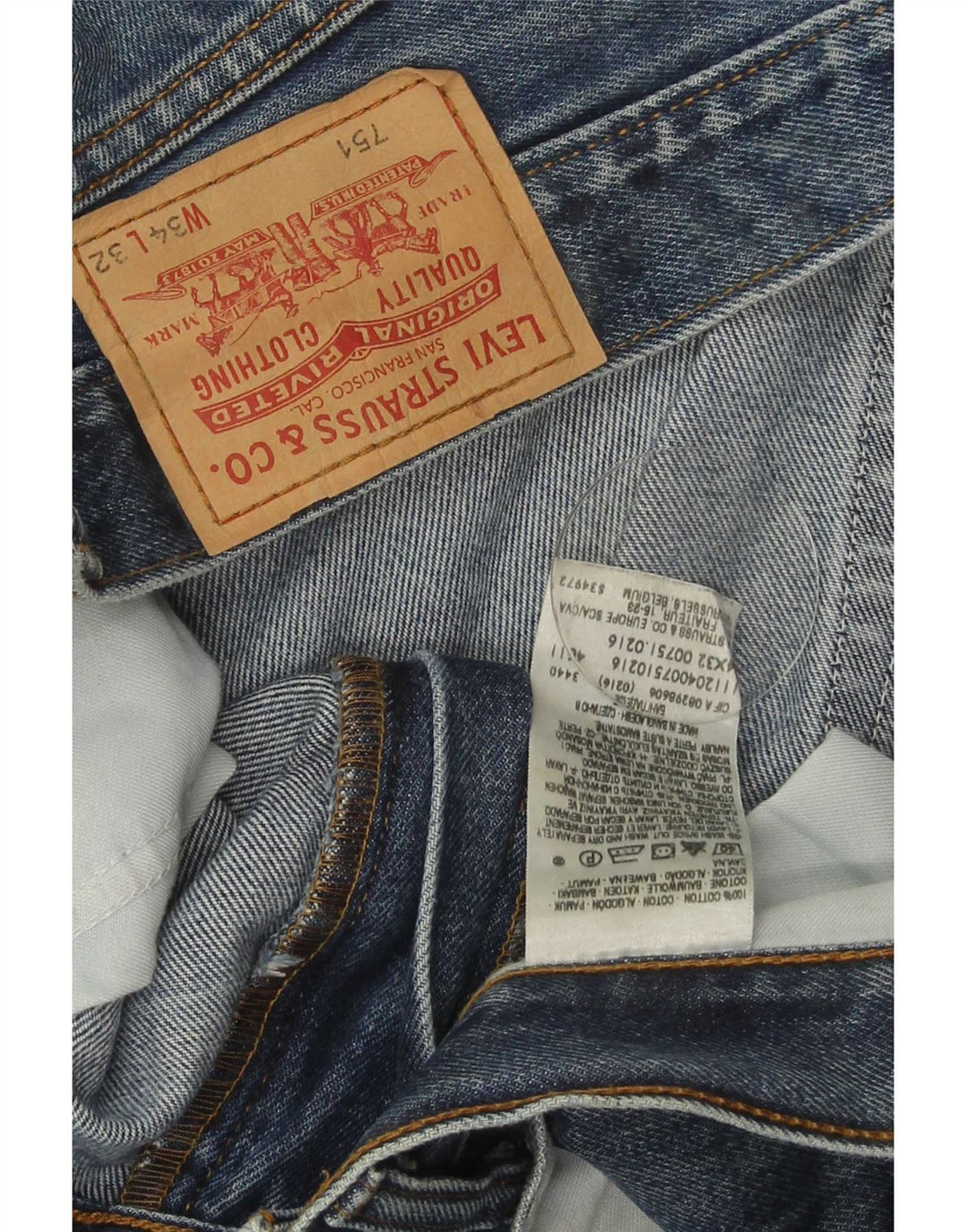 Levi's Mens 751 Straight Jeans W34 L32 Blue Cotton