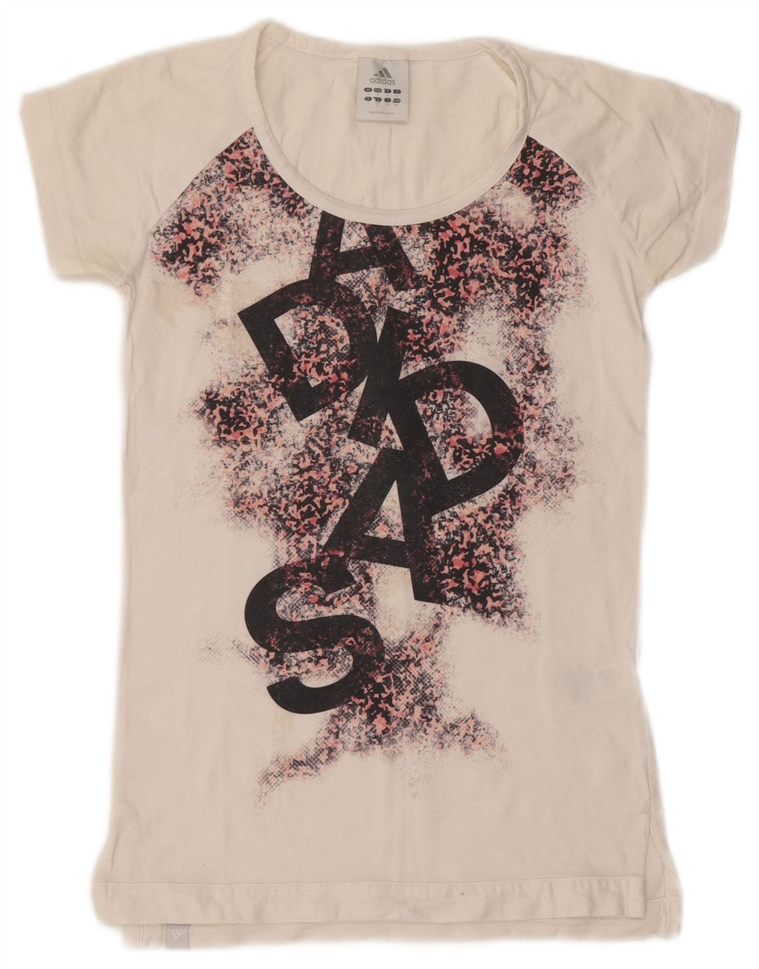 ADIDAS Womens Graphic T-Shirt Top UK 10 Small White Animal Print Cotton