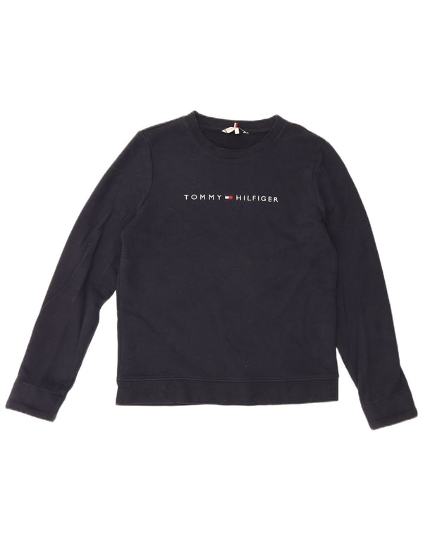 Tommy Hilfiger Mens Graphic Sweatshirt Jumper Small Navy Blue Cotton